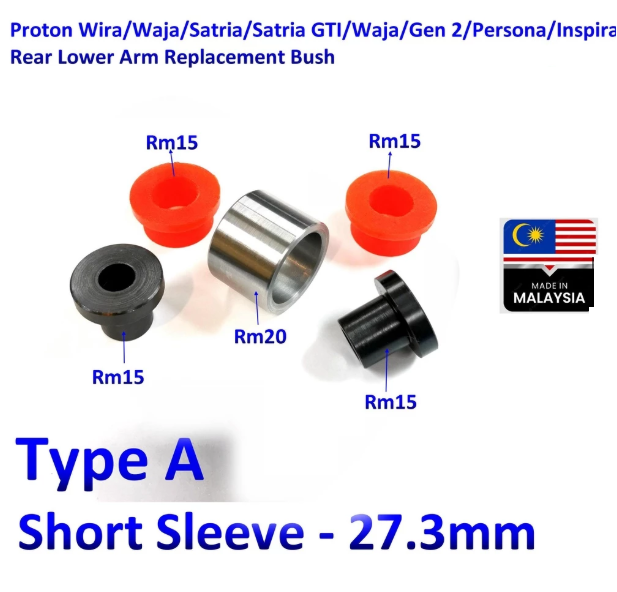 Proton Wira/Waja/Satria/Satria GTI / Satria NEO /Waja/Gen 2/Persona/Inspira/ Putra / M21 Rear Lower Arm Replacement Bush Kit (Set of 2)